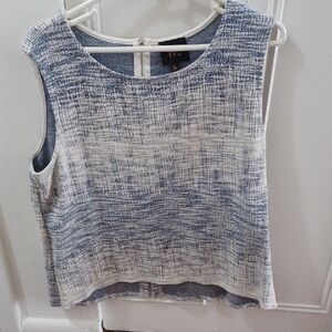 Blue and White Boxy Crop Tank Top